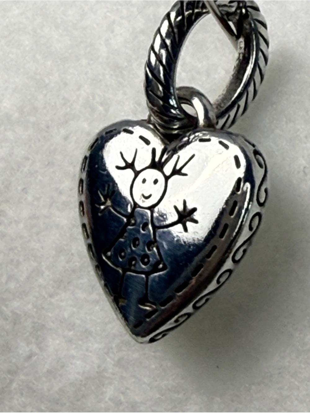 Brighton Happy Girl Charm is Silver-plated Scrolled Heart - Picture 2 of 3